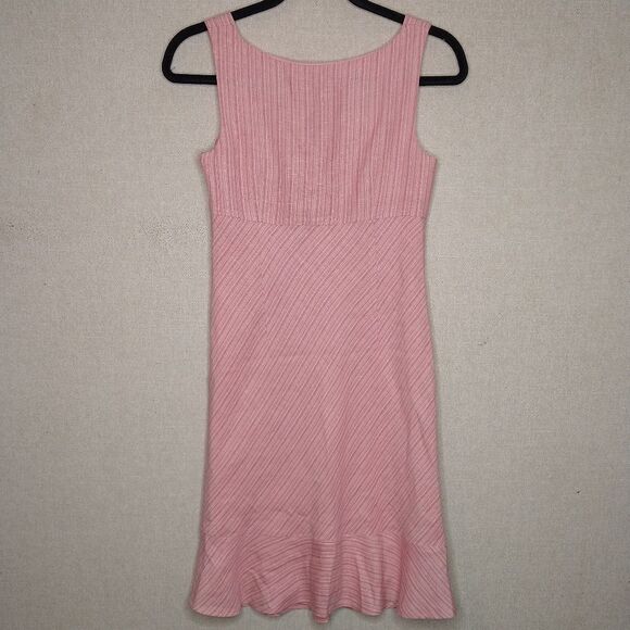 Vintage Y2K Ann Taylor Pastel Baby Pink Tiered Babydoll Linen Dress Size 2P - Picture 3 of 4